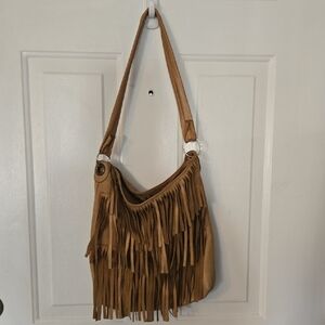Maurizio Taiuti Genuine Leather Fringe Tan Shoulder Bag